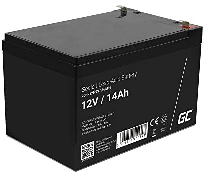 Green Cell AGM 12V 14Ah Akku VRLA Blei-Batterie Bleiakku Ersatzakku Gelakku Akkubatterie Zyklenfest Unbemannt Spielzeug|Elektro Spielzeug| Alarm|Notstrom|Kinderfahrzeuge| Kinder-Quad, Schwarz, AGM08
