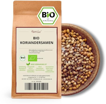 250g di semi di coriandolo BIO intero - semi di coriandolo aromatico senza additivi - in confezione biodegradabile