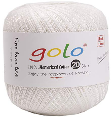 golo Häkelgarn für Anfänger, Größe 20, milchweiß