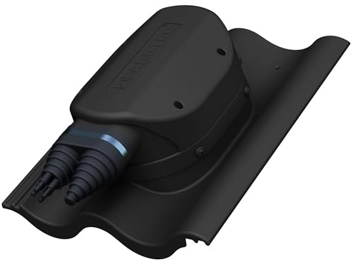 Wasserdichter PV Solardurchgang für Braas - Harzer – RAL 9005 Schwarz | für Nelskamp - Sigma Dachziegel, Solar Dachdurchführung, Photovoltaik-Dachdurchgang, wasserdicht, EPDM-Dichtung, 360° drehbar