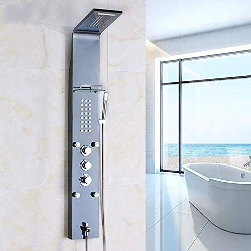 Wieoc Duschsystem Europäische Thermostat Duschpaneel Öl eingerieben Regen Duschsäule Jets Sprayer Badewanne Auslauf Hand schwarz Dusche Wasserhahn Set