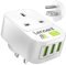 LENCENT UK to US Plug Adapter with 3 USB Ports, Grounded America Travel Adapter for USA Mexico Canada Thailand and More (Type B)