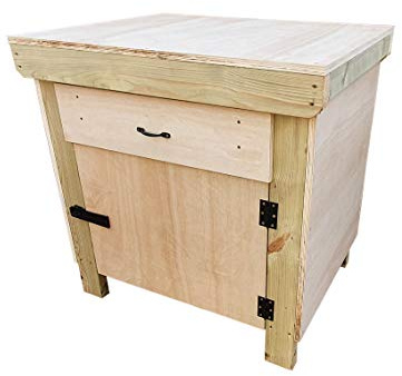 Arbor Garden Solutions Wooden Workbench Eucalyptus Hardwood Top With Storage Drawers and Lockable Cupboard (3ft)