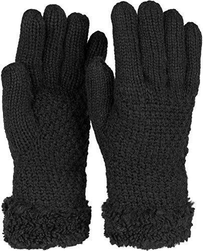 styleBREAKER Damen Strickhandschuhe Perlmuster Poly | Wärmendes Fleece-Innenfutter, elastische Einheitsgröße für fast alle Handgrößen (16-21 cm Umfang), ohne störende Nähte.