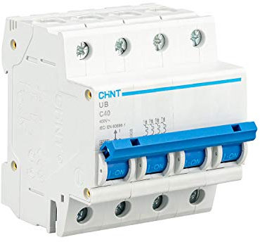 CHINT Interruptor Automatico Magnetotermico Gama UB 1P 3P 4P Domestica Curva C (4 Polo, 40A)