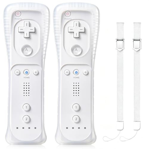 TechKen 2 WII Controller Fernbedienung Remote Game Linker Controller mit Silikonhülle Armban, ohne Motion Plus