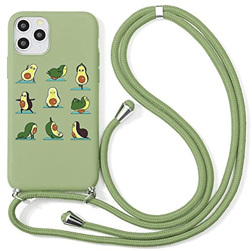 Yoedge für iPhone 11 Pro Handy Hülle Silikon Schutzhülle Handyhülle Necklace mit Kordel zum Umhängen Handykette Schnur Bumper Case Hülle Kompatibel mit iPhone 11pro 5,8 Zoll, Avocado