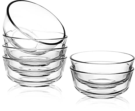 SWEEJAR 8 oz Glass Bowls Set(6 pack),Small for Kitchen,Dessert for Ice Cream,Snack , Side Dishes, Serving for Dipping, Prep
