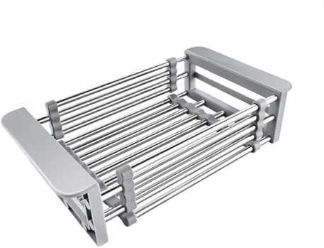 Cabilock Cesta De Drenaje Telescópica De Acero Inoxidable para Fregadero Escurridor Ajustable para Verduras Y Platos Estante Compacto para Cocina Compatible con Lavabos Estándar