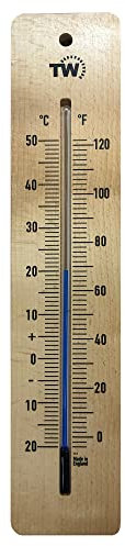 Grand thermomètre d'intérieur en bois 380 mm - Thermomètre traditionnel idéal pour la maison, le bureau, la crèche, la serre, un abri de jardin ou un garage