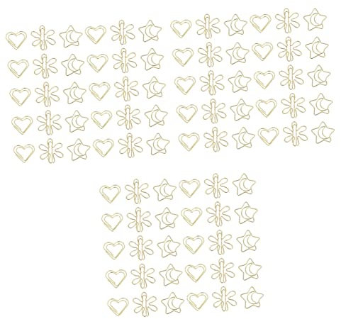 STOBOK 90stücke Teiliges Dekorative Büroklammern Kreativen Formen Metallische Clips Gold Für Dokumente Notizen Und Bürobedarf Herz Blume Stern