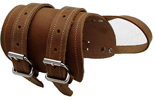 Generisch Lederarmband mit Daumenschlaufe Linke Seite für Umfang 16-19 cm Lederfarbe Handgelenk-Stütze Lederbandage Kraftband Bondage