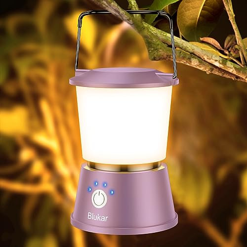 Blukar Lámpara Camping Recargable, Portátiles Superbrillante Linterna Camping LED-5 Modos Lluminación & Atenuación Continua, Larga Duración de la Batería, para Emergencia, Apagones, Senderismo, etc.
