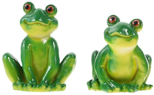 VOSAREA 2Pcs Garden Frog Ornament Garden Decor Statues Miniature Crafts Educational Frog Figurine Statue Animal Decor Animal Ornament Micro Scene Sculpture Resin Cartoon