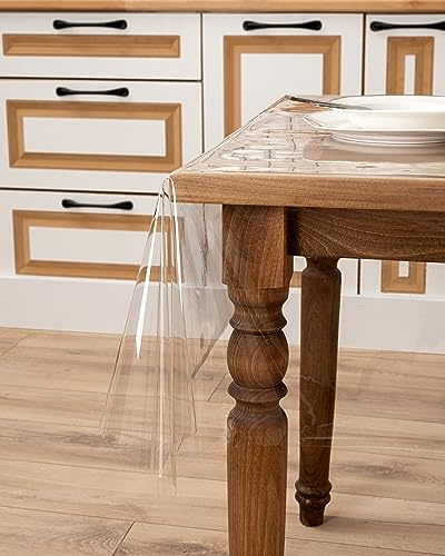 spar-home Tischfolie Transparent – Durchsichtige Tischschutz 0,22 mm Tischdecke Folie Abwaschbar für Outdoor Garten Schutzfolie Tisch Meterware (140 cm, 100 cm)