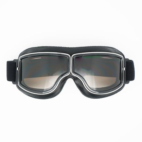 Goldyida Motorradbrille Helmbrille Retro Fliegerbrille Motorrad Motocross Goggle Winddicht Motorradbrille PU Leder Sonnenbrillen Vintage Motorräder Brille für ATV Bike Motocross (Braune Linsen)