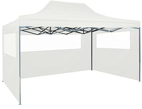 Tendone per Feste Tenda Garage Gazebo Professionale Tendone per Feste Pieghevole con 3 Pareti 3x4,5 m BiancoAdatto per matrimoni, all'aperto, giardino, feste