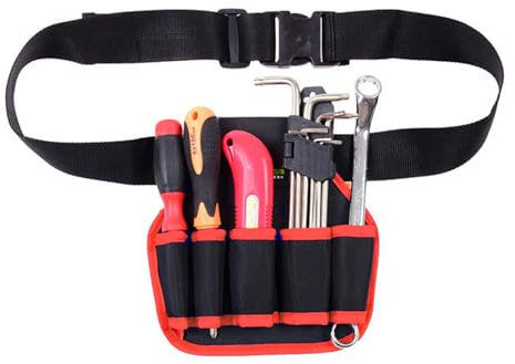 Borsa Porta Attrezzi, Custodia per elettricista, Borsa per elettricisti, Borsa Magazzino Utensili,Cintura Porta Attrezzi Multi Tasche,per Elettricista,Carpentiere(rosso)
