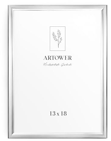Artower® Bilderrahmen Silber Metall Dünner Rahmen für 13 x 18 cm | Posterrahmen Groß für Collage | Picture Frame Metal 13x18 cm | Aluminium Schmal Bilderrahmen | Silver Poster Rahmen