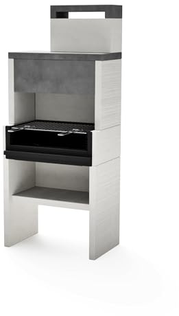 TUOZI - Einbaugrill für Holz und Holzkohle Modell VENIT FLEX PLUS HOTTE (Grau/Weiß - 78 x 47 x 185 cm) REF: 8066 - Für den Außenbereich