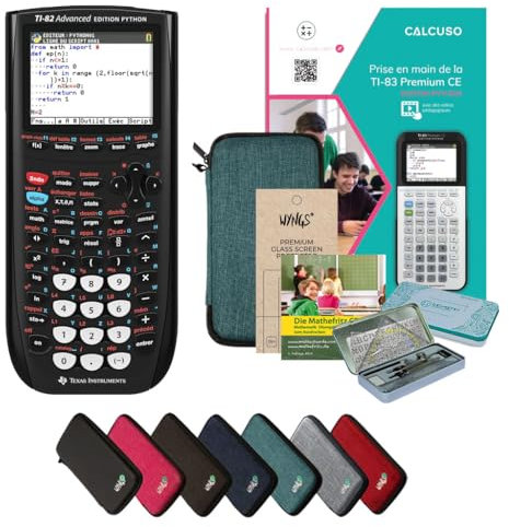 CALCUSO Streberpaket Türkis mit Grafikrechner TI 82 Advanced Python Edition