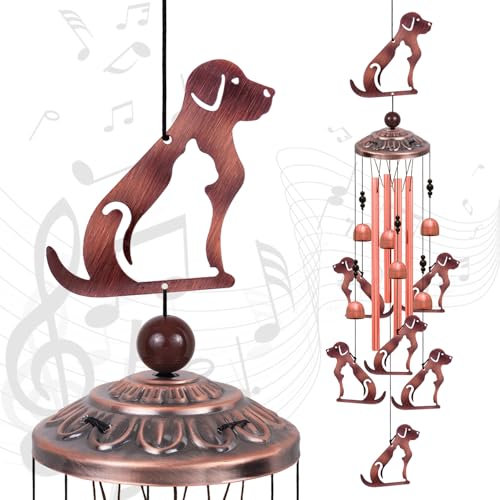Windspiel für Hunde, Weihnachtsgeschenke für Mutter, Oma, Familie, Nachbarin, Hunde-Hängeornamente, Hunde-Windglocken, Dekoration für Zuhause, Garten, Balkon, Zimmer, Terrasse, Innenbereich,