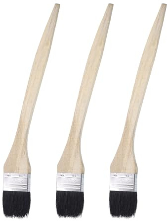 sourcing map 3pcs Bent Radiator Paint Brush 2 Width Curved Wall Paint Soft Bristle Brushes with Long Wood Handle for Painting DIY Wall Treatment