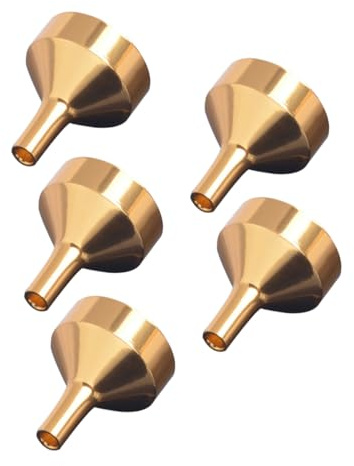 WATIIFUFU Embudos Pequeños De Acero Inoxidable Dorado, Set De 5 Unidades, Embudo De Laboratorio Para Aceites y Perfumes, Práctico y Ligero Para Uso Cosmético, Cocina y Transferencia De Líquidos