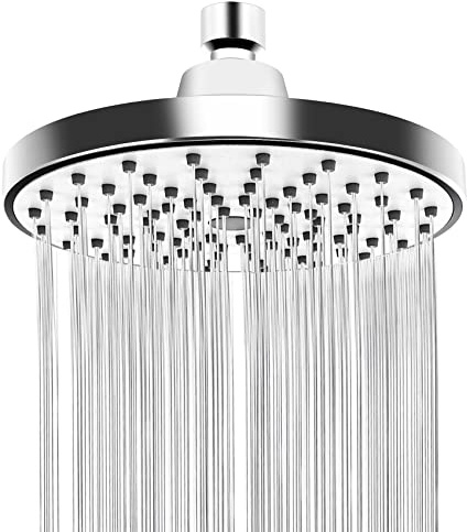 Quystetes Cabezal de Ducha de 6 Pulgadas Anti-ObstruccióN, Fijo,Cabezal de Ducha de Alta PresióN de Agua y Alta PresióN SPA e Instalaciones de Ocio ArticulacióN EsféRica Giratoria(Plateado)
