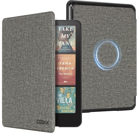 CoBak Funda magnética para Kindle Paperwhite 12th Gen 2024 y Kindle Colorsoft de 7 Pulgadas, Compatible con iPhone MagSafe, para Samsung, Belkin/Anker Wireless Charging Pads, Auto Sleep Wake, Gris