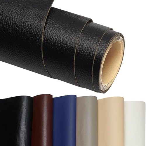 Kunstleder Selbstklebend, Leder Patch Selbstklebend, 100 * 200cm Leder Reparatur Patch PU Lederreparaturband für Sofas, Handtaschen, Jacken, Autositze, Möbel (Schwarz)