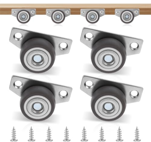 4pcs Side Mount Casters, Mini Caster Wheels for Furniture 1inch | Heavy Duty Low Profile Castor Wheels, with Silent Ball Bearing, with 360 Degree Swivel, and Brakes