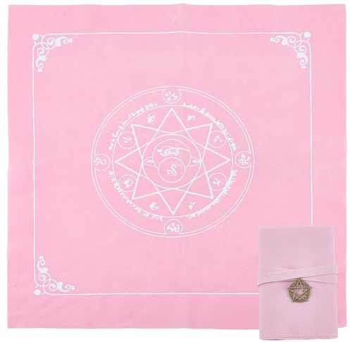 CREATCABIN Bolsa de Tarot, Mantel de Altar, Juego de Bolsa Y Mantel de Tarot, Constelación, Pentagrama, Tótem, Carta Protectora, Juego de Mesa, Bordado para Barajas de Oráculo, Dados de Tarot, Moneda
