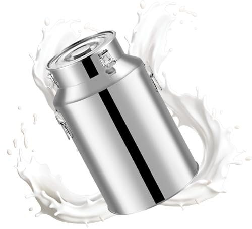 KELUNIS Bidone Del Latte Ad Alta Capacità Bidone Ermetico In Acciaio Inox Bidone Per Il Trasporto Del Latte Con Coperchio Ermetico E Maniglia Per Cucina Ristorante E Feste,9L