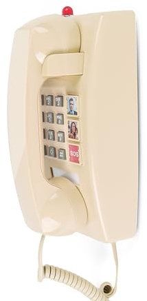 MCHEETA Retro Wall Phone for Home, Landline Vintage Wall Mount Phone with Volume Adjustable & 3 One-Touch Dialing for Seniors, Old Telephone Phones with Mechanical Ringer Indicator for Elderly, Beige