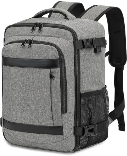 KLOSTAIN Sac à Dos Voyage Cabine Avion 45x36x20 pour Easyjet 30L Bagage Cabine Grande Bagage à Main sous Le Siège Sac à Dos Homme pour Ordinateur Gris Portable 14 Pouces Mélangé Clair