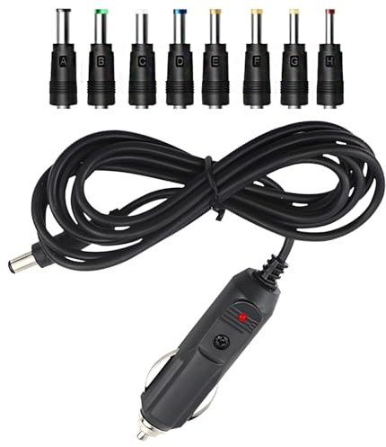 Cavo accendisigari universale da 12 V, cavo accendisigari su cavo DC con 8 connettori jack adattatore, alimentatore di rete per lettore DVD, cellulare, tablet, fotocamera a LED