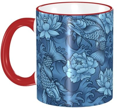 Tasse à café japonaise en forme de poisson bleu avec poignée, tasse à thé, tasse à boire, tasses à café en céramique réutilisables, tasses à café amusantes et originales, tasses, cadeaux, 325 ml