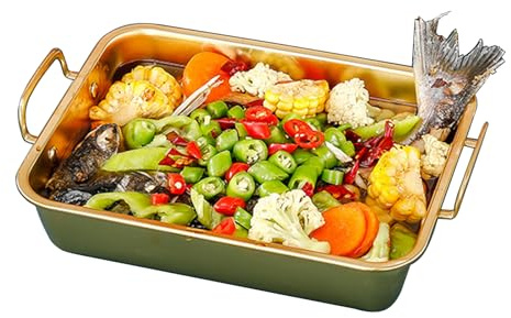 Ceramic Cooking Pot ，Small Copper Saucepans Rectangular Stainless Steel Roaster Pan with Handles - 25/30cm Fish Roasting