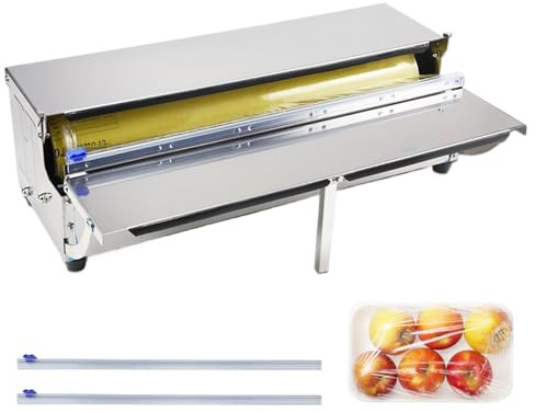 Distributeur De Film, 450 Mm Acier Inoxydable Distributeur De Film Alimentaire Distributeur De Film Pliable avec 2 Lames De Rechange pour Aliments Frais dans Les SupermarchéS Machine d'emballage
