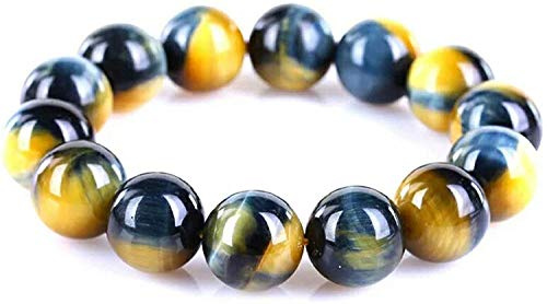 10 mm Naturligt Guld Gul Blå Tigeröga Ädelsten Crystal Round Bead Armband