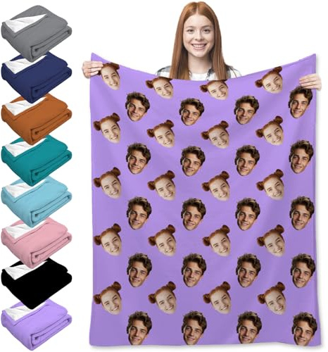 jklitio Individuelle Decke mit Gesicht, personalisierte Foto-Überwurfdecke, lustiges Geschenk für Vatertag, Muttertag, Weihnachten