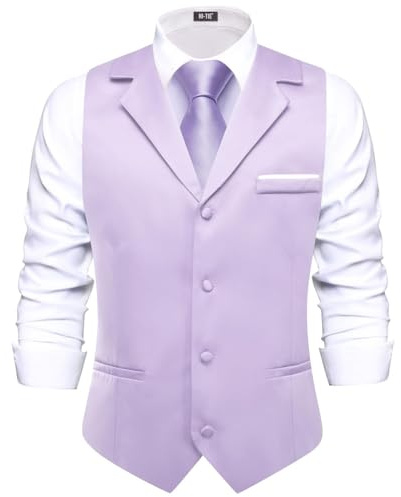 Hi-Tie Mens Paisley Waistcoat Formal Silk Wedding Suit Vest Jacquard Necktie Pocket Square Set for Wedding Tuxedo