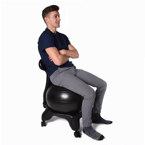 Chaise de yoga avec base roulante – Siège de ballon de stabilité pour bureau, fitness, pilates et accouchement – Chaise rebondissante en plastique PVC