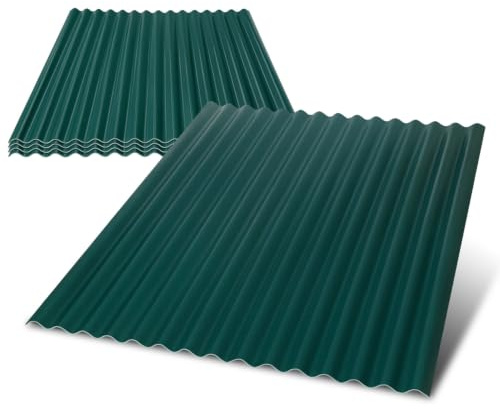 Ollewiellan 10 piastre di lamiera ondulata per tetto, 117 x 93 cm, 1,5 mm PVC Piastrelle per tetti resistenti agli agenti atmosferici, lastre ondulate in PVC resistenti ai raggi UV per carport, serra