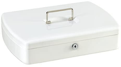 Burg-Wächter Geldkassette abschließbar mit Schlüssel, Euro-Münzzählbrett und Zähleinsatz für Scheine, Stahlblech, Office ZK 2307 Euro, Weiß