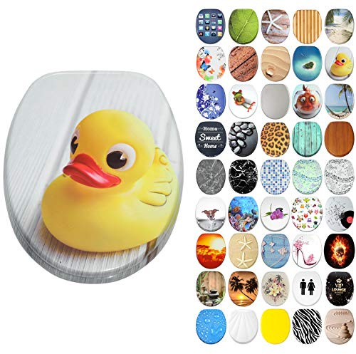 Sanilo Soft Close Toilet Seat, Wide Choice of New Toilet Seats, Stable Hinges, Easy to Mount (Duck)
