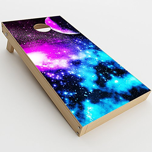 Skin Decal Vinyl Wrap for Cornhole Game Board Bag Toss (2xpcs.) Skins Stickers Cover/Galaxy Fluorescent