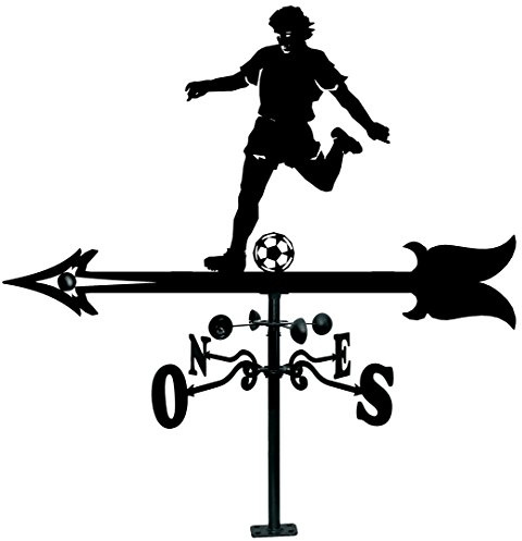 Arthifor -Veleta de Viento para Tejado con Silueta de Futbolista,Negro Mate,90 x 57 cm (21153)