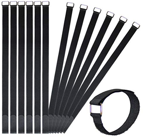 VIGAER 24 inch Hook and Loop Cable Strap - Reusable Fastening Strap - 12 PACK 1 inch Wide Nylon Cable Cinch Wrap